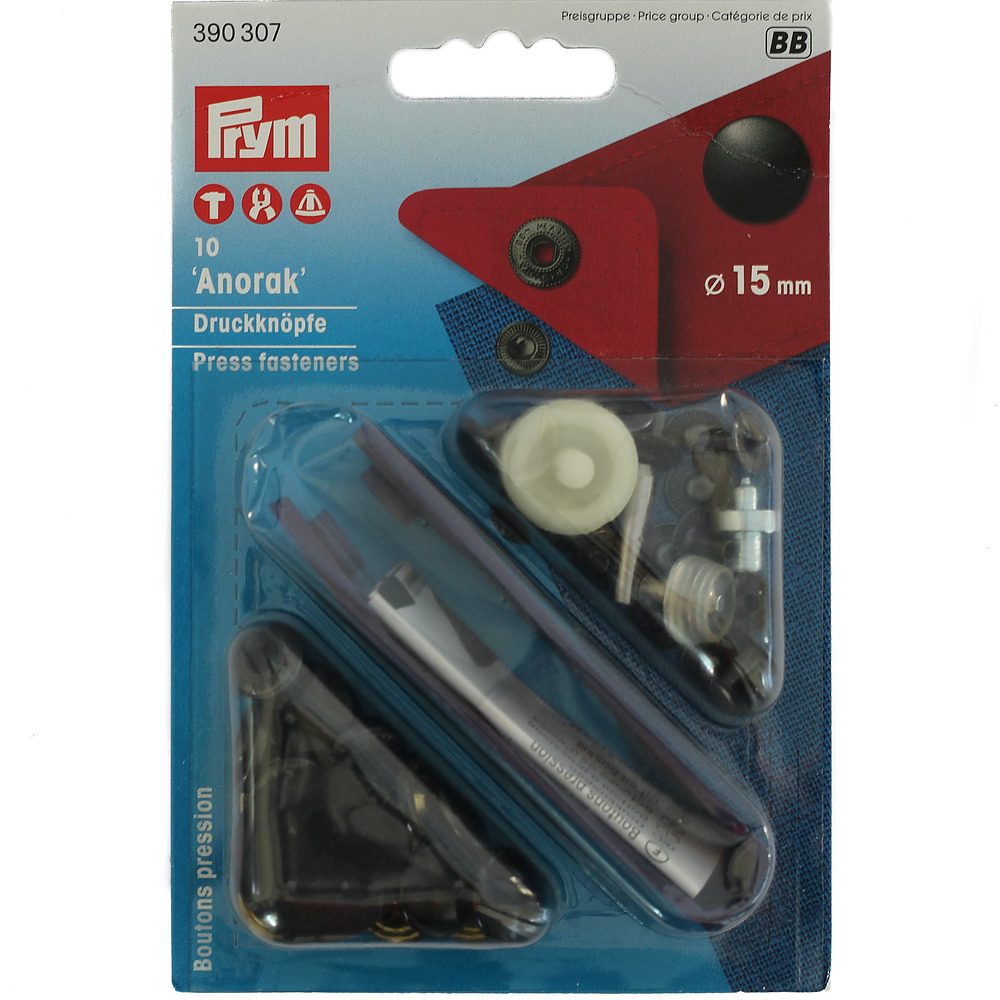 PRYM DRUCKKN&Ouml;PFE | ANORAK 15MM SCHWARZ