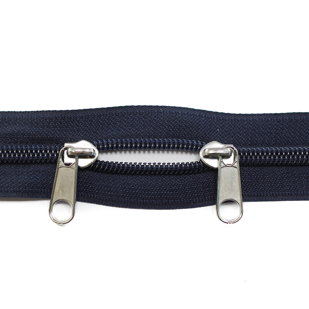 TASSENRITS | DONKER BLAUW ZIPPER ZILVER