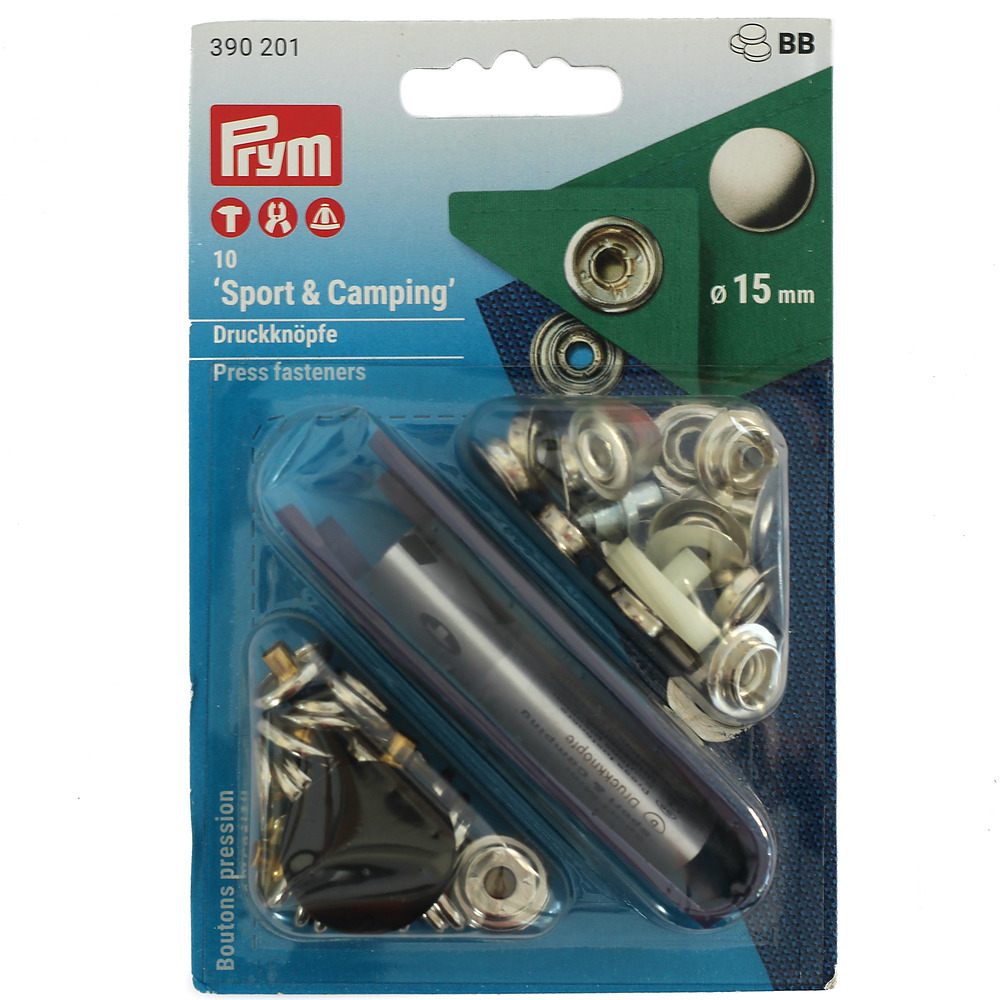 PRYM DRUCKKNÖPFE  SPORT & CAMPING 15MM SILBER - Metaalwaren 